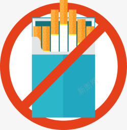 香烟盒蓝色立体禁止吸烟高清图片