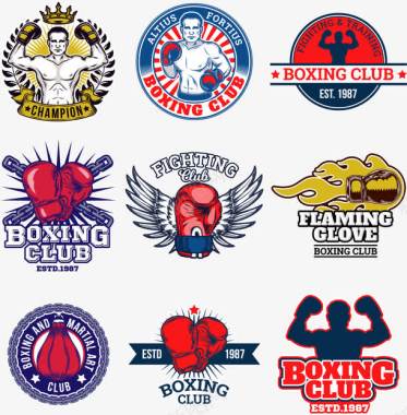 俱乐部logo手绘拳击手图标图标