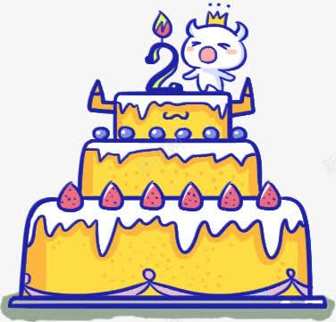 2周岁双层蛋糕手绘png免抠素材_88icon https://88icon.com 双层 周岁 蛋糕
