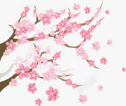 浪漫粉红色桃花树枝素材