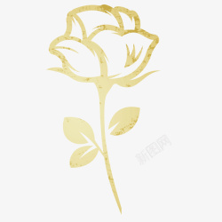 手绘金色玫瑰花矢量图素材