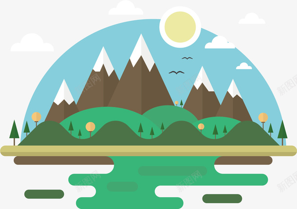 壮丽的山河矢量图ai免抠素材_88icon https://88icon.com 云朵 太阳 山川 平原 漂亮 美丽 雄伟 矢量图