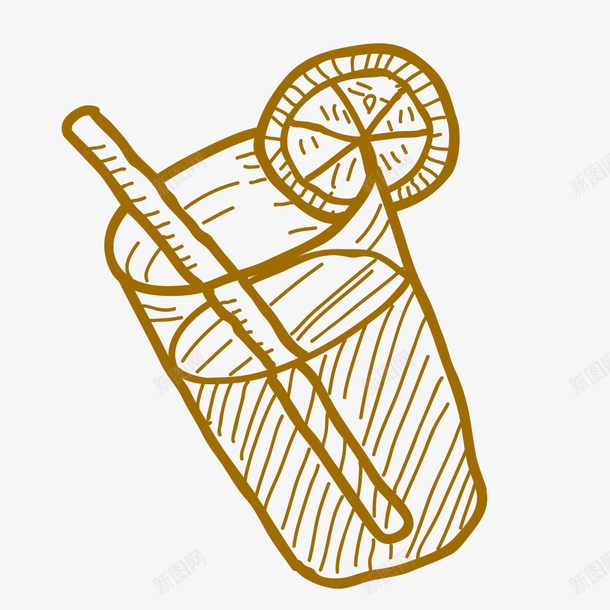 简笔画果汁png免抠素材_88icon https://88icon.com 卡通 吸管 手绘 新鲜水果汁饮料简笔画 杯装 果汁 柠檬片 玻璃杯 饮料