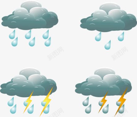 设计下雨天天气图标图标