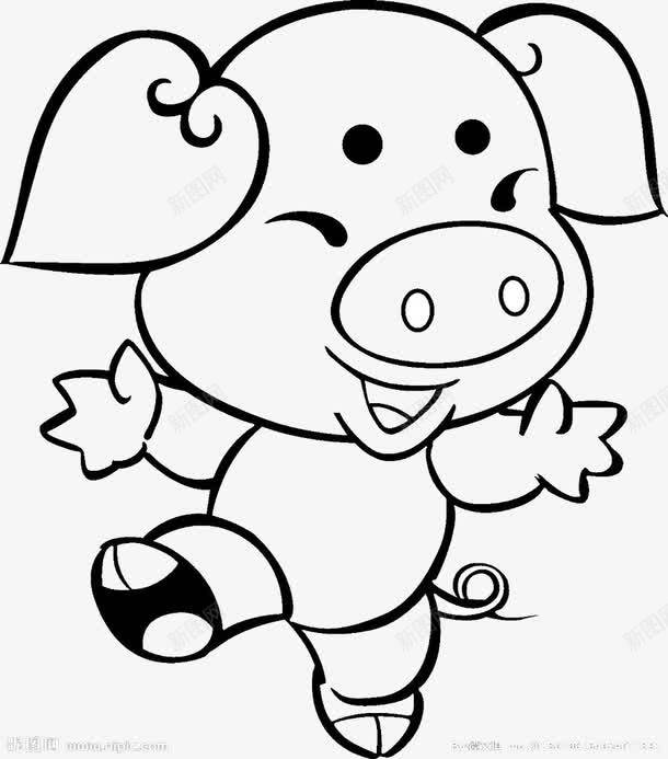 黑白卡通手绘猪剪影png免抠素材_88icon https://88icon.com 动物 动物剪影 卡通动物 填色练习 猪 猪剪影 简洁 黑白线稿