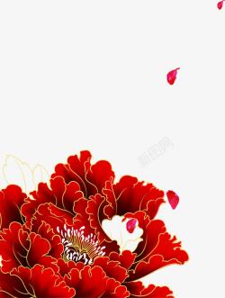 红色创意海棠花花瓣合成素材