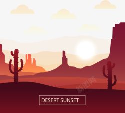 沙漠上的日出矢量图素材
