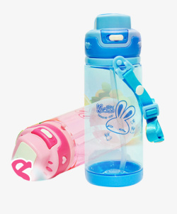 粉色蓝色儿童塑料吸管杯素材