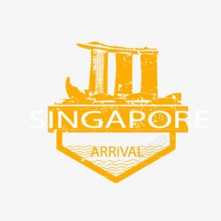 黄色新加坡旅游印章素材