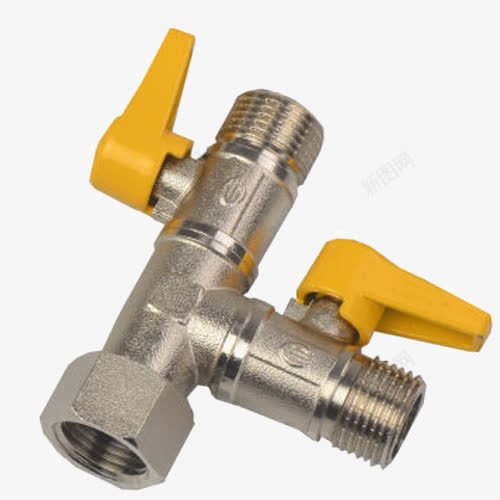 铜球阀三通带活接头一分两路png免抠素材_88icon https://88icon.com 三通球阀 产品实物 带双开关 带活接 开关水管分水器 阀门