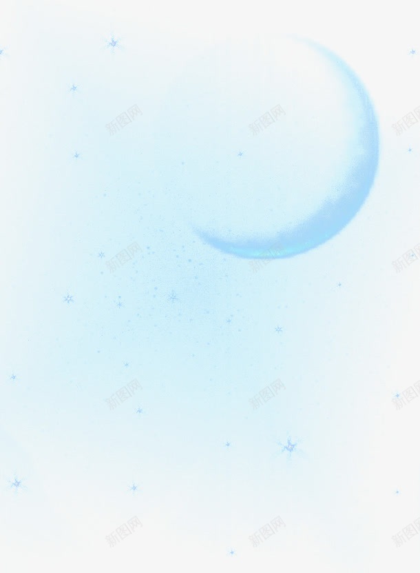 手绘月空png免抠素材_88icon https://88icon.com 云层 唯美 星空 月亮 月空 梦幻 蓝色