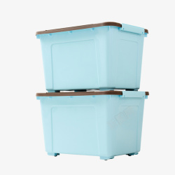 塑胶盒子带轮子的蓝色收纳箱高清图片