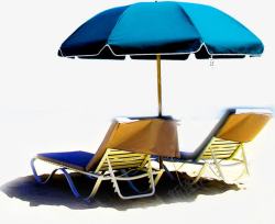 创意合成效果沙滩遮阳伞躺椅素材