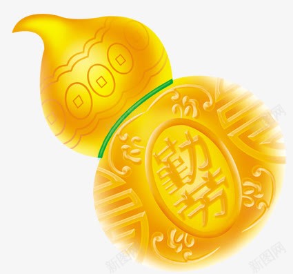 金葫芦png免抠素材_88icon https://88icon.com 勤劳 福禄 葫芦 金色