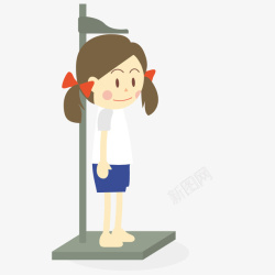 站直测量身高的卡通女孩高清图片