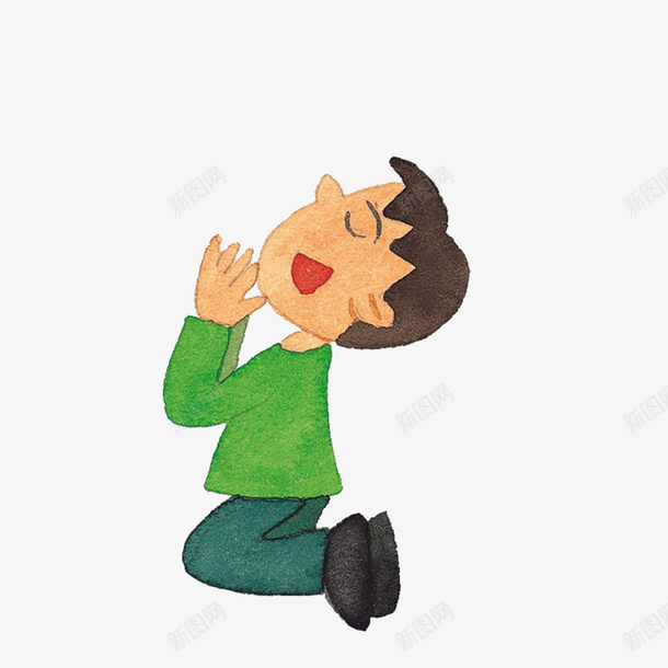 卡通紧闭双眼仰天祷告的男孩png免抠素材_88icon https://88icon.com 仰头祷告 卡通男孩 祈祷的手 紧闭双眼 跪着祷告