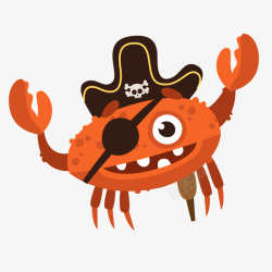 卡通海盗装扮的螃蟹矢量图素材