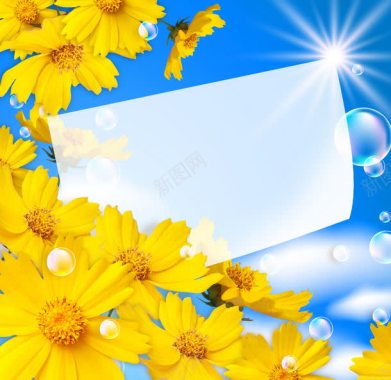 花朵泡泡卡片背景