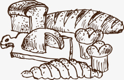 吐司面包素描西式早点矢量图高清图片
