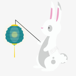 彩绘兔子矢量图提着灯笼的玉兔图矢量图高清图片