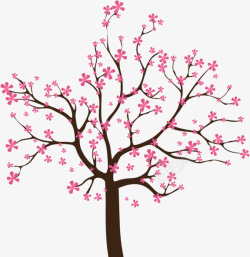 桃花季卡通手绘花卉大树桃花高清图片