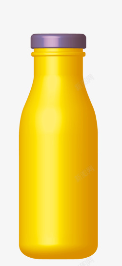 黄色饮料瓶手绘卡通黄色空白瓶子高清图片