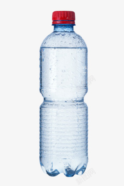 螺纹素材透明解渴红色瓶盖带水珠的塑料瓶高清图片
