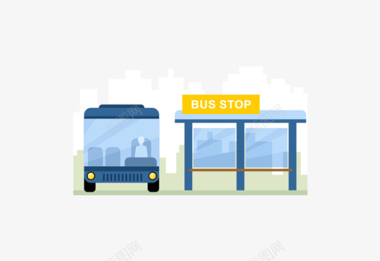 创意公交站牌图标图标