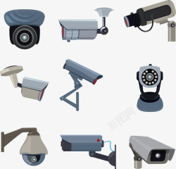 监视器各种各样的监控设备矢量图高清图片