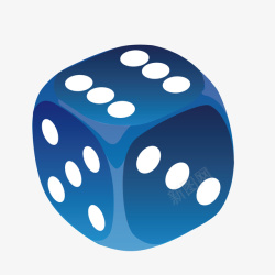 金钱游戏工具蓝色圆角白点筛子高清图片