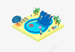 水上乐园夏日玩水滑梯游泳25矢量图素材