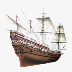 风帆手绘双帆海盗船高清图片