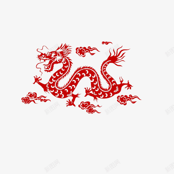 红色的龙形图案psd免抠素材_88icon https://88icon.com 红的的 装饰图案 龙形