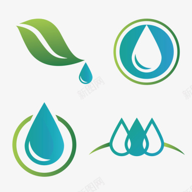 绿色能源图标创意扁平水滴小图标图标