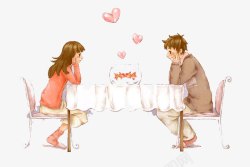 卡通餐桌爱情的美好高清图片