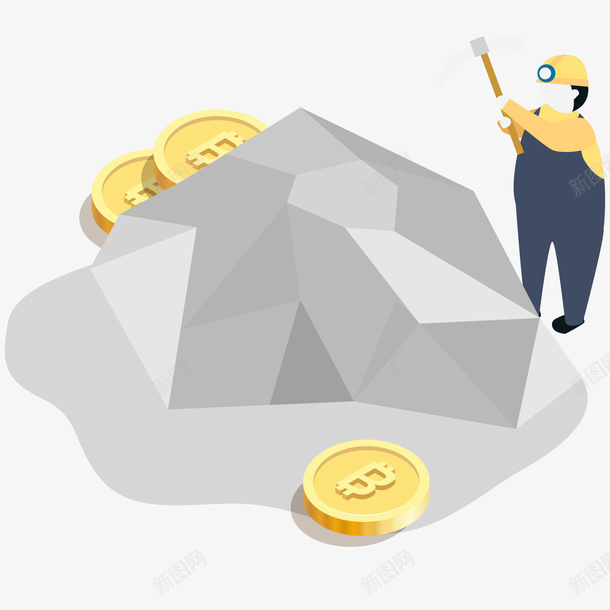 旷工挖金矿插画矢量图ai免抠素材_88icon https://88icon.com 人 免抠PNG 愚公移山 挖矿 旷工 旷工挖金矿矢量插画 矢量图 金币