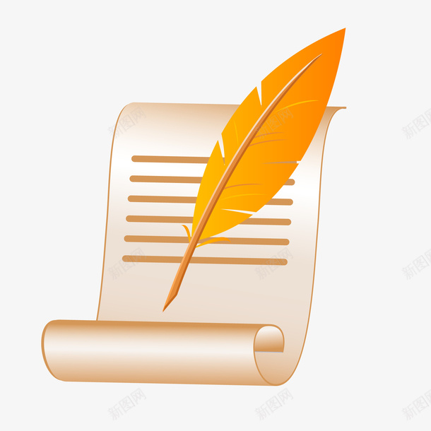 卡通羽毛笔矢量图ai免抠素材_88icon https://88icon.com 书写 写信 写字 创意 卡通 文具 羽毛笔 矢量图