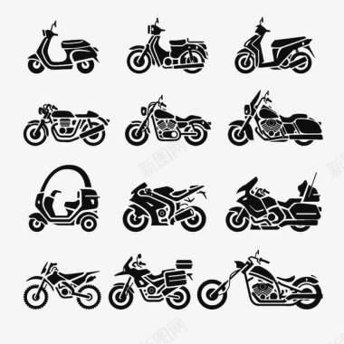 电动摩托车海报12款摩托车图标图标