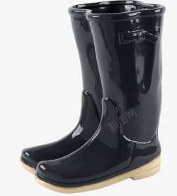 雨靴一双黑色斩新的黑色雨靴高清图片