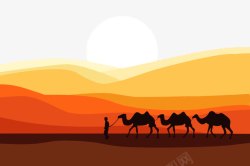 旭日东升手绘沙漠阳光高清图片
