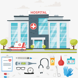 医院和救护车矢量图素材
