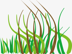 真实的绿色小草长在石头的小草矢量图素材