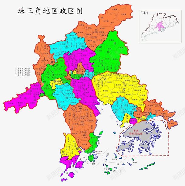 珠三角地带行政区png免抠素材_88icon https://88icon.com 不规则图像 地图 局部地图 广东地图 彩色地图 省市地图