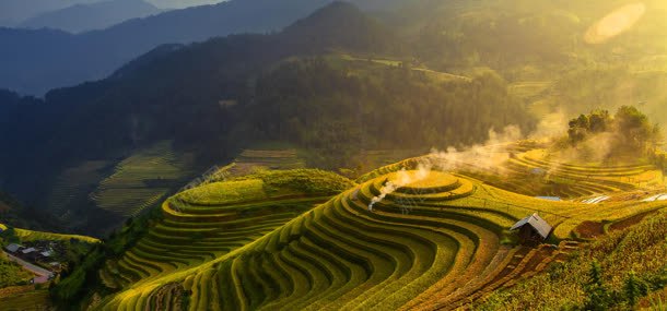 梯田风光背景背景