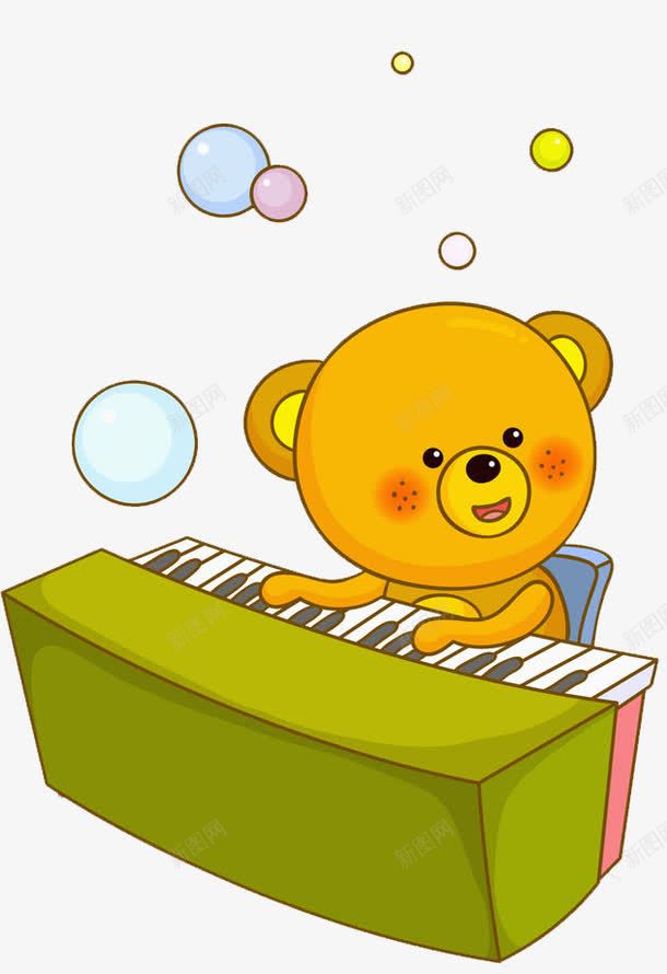 弹琴的小熊png免抠素材_88icon https://88icon.com 卡通 可爱的 小熊 弹钢琴 插图 气泡 音乐 高兴地