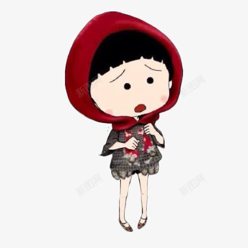 小丸子可爱小丫头png免抠素材_88icon https://88icon.com 丫头 卡通 可爱 小丸子 小圆脸 小裙子 平刘海 皱眉 红头巾 黑色