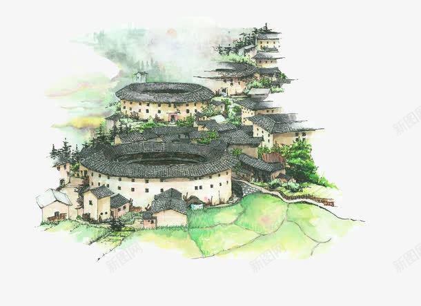 福建土楼png免抠素材_88icon https://88icon.com 中国 土楼 建筑 特色