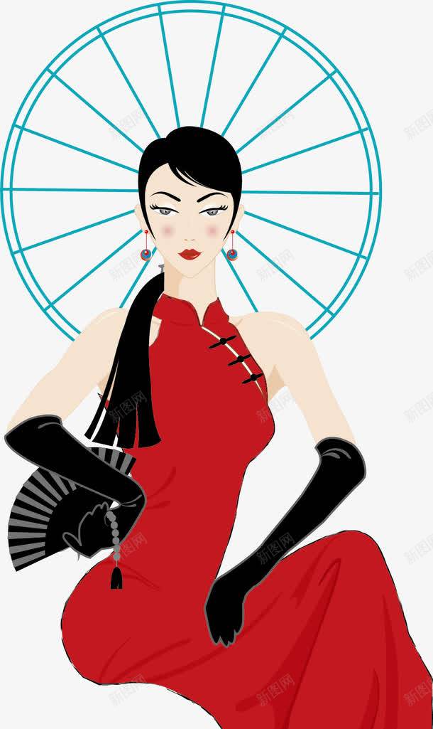 穿红色旗袍的长发女孩png免抠素材_88icon https://88icon.com 好身材 妖娆 扁平 矢量人物 穿旗袍 穿旗袍的女人 红色旗袍 长发女孩