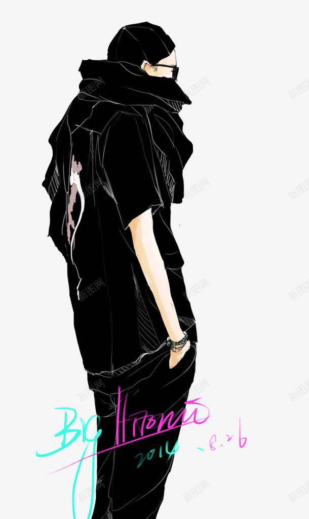 手绘帅哥png免抠素材_88icon https://88icon.com 时尚 服饰搭配 模特 潮男 街拍绘画