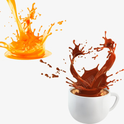 橙汁水杯晃动的咖啡杯高清图片